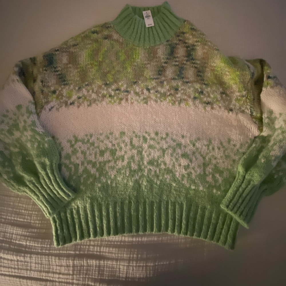NWT Aerie Fair Isle Mockneck Sweater Size XL Beautiful - Picture 2 of 7